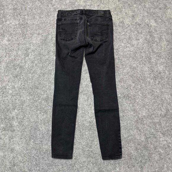 American Eagle Super Stretch Womens Skinny Jegging Jeans Size 0 Short Black - Picture 6 of 7